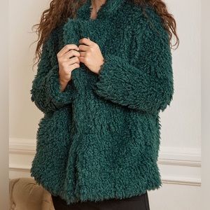 Looking Chill Hunter Green Faux Fur Coat